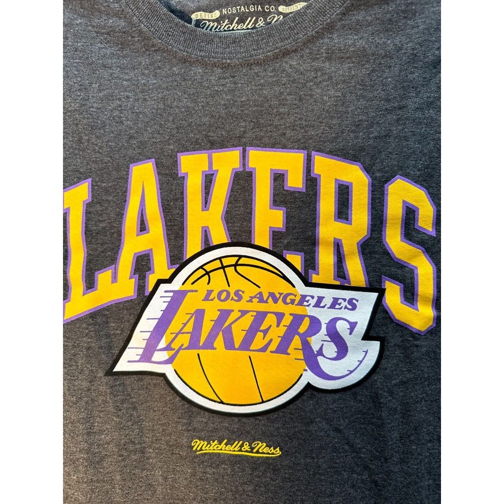 Lakers T-Shirt Men Small Mitchell & Ness Grey Lightweight Soft - Picture 2 of 6